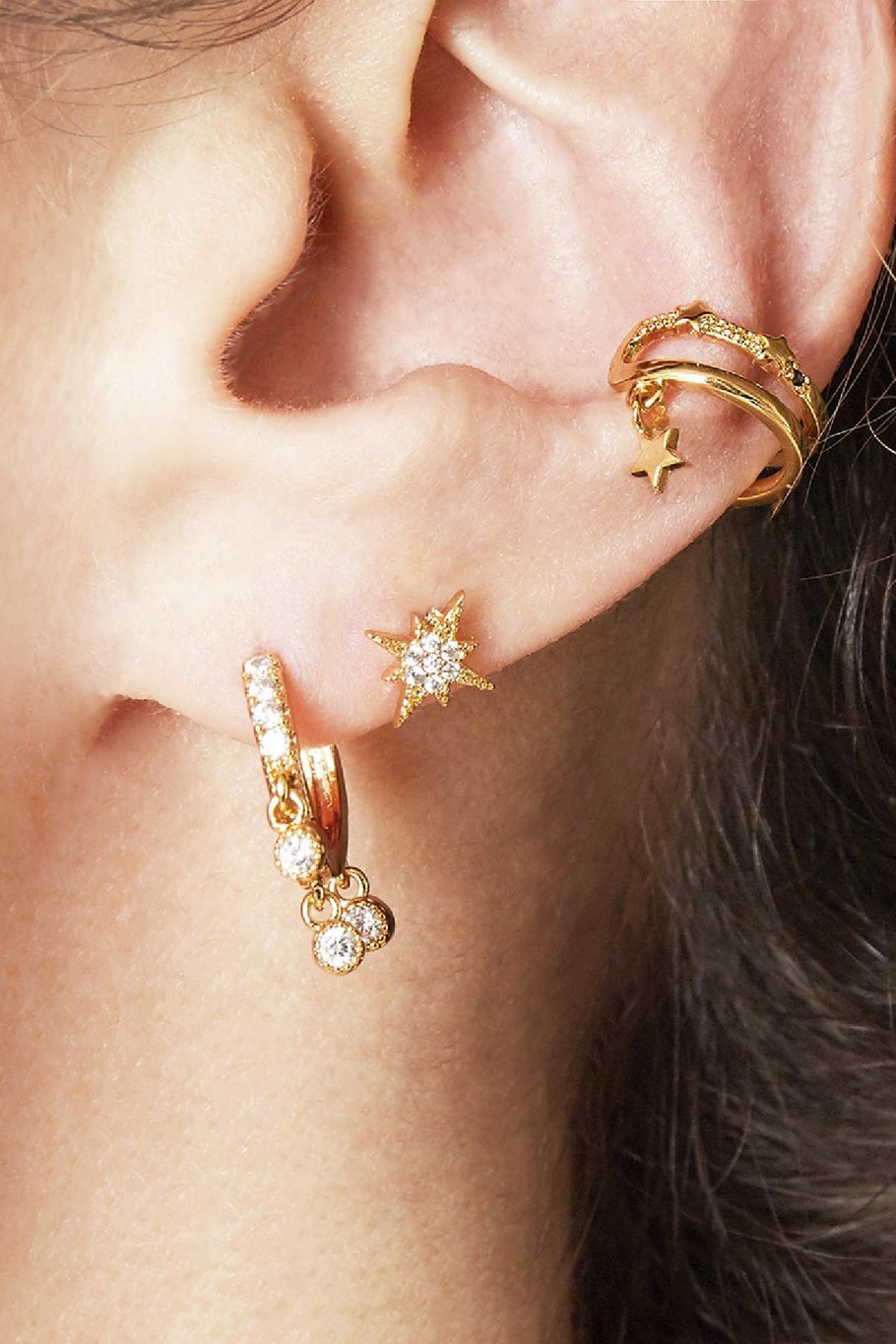 Earcuff Star Goldfarbe Kupfer Bild2